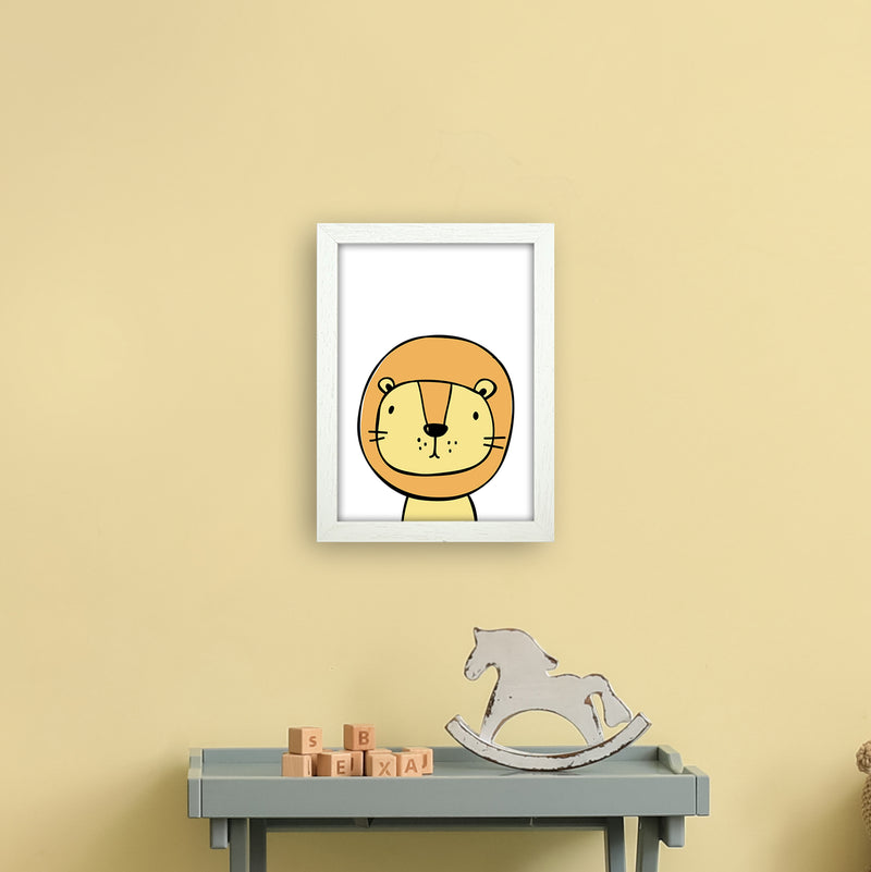 Lion  Art Print by Pixy Paper A4 Oak Frame