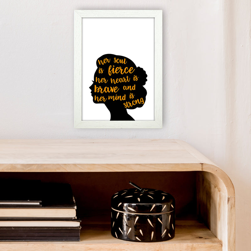Her Soul Is Fierce Orange  Art Print by Pixy Paper A4 Oak Frame