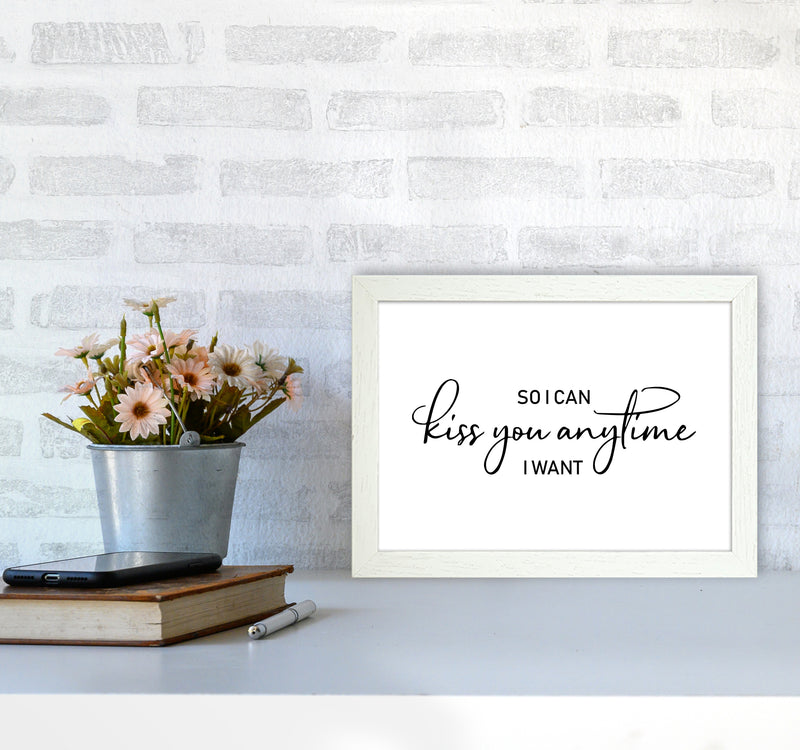 So I Can Kiss You Anytime  Art Print by Pixy Paper A4 Oak Frame