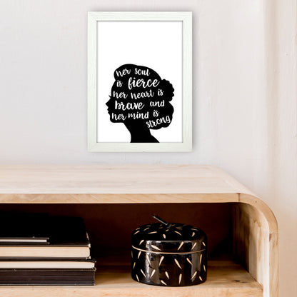 Her Soul Is Fierce White  Art Print by Pixy Paper A4 Oak Frame