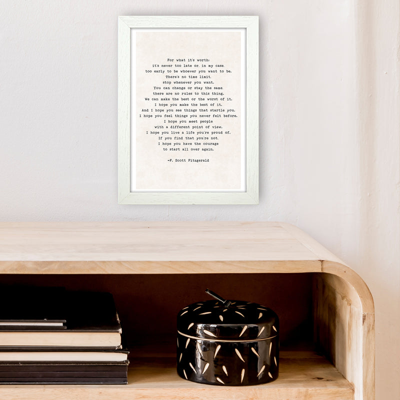 Start Again - Fitzgerald  Art Print by Pixy Paper A4 Oak Frame