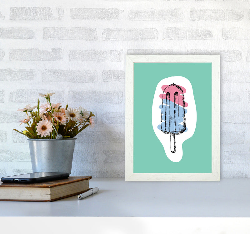 Kitchen Pop Ice Lolly Mint Art Print by Pixy Paper A4 Oak Frame