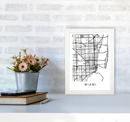 Miami Map Art Print by Pixy Paper A4 Oak Frame