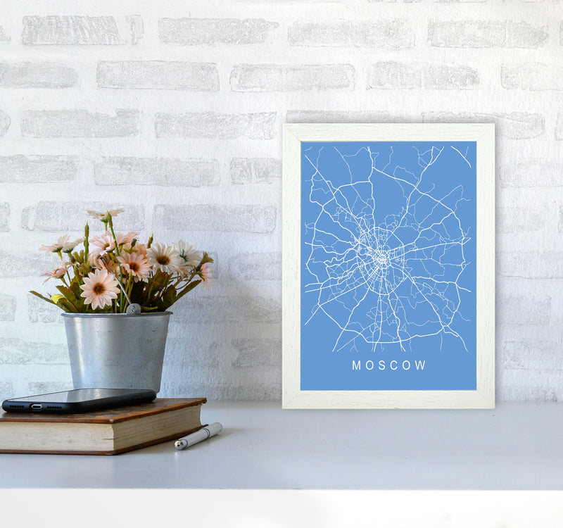 Moscow Map Blueprint Art Print by Pixy Paper A4 Oak Frame