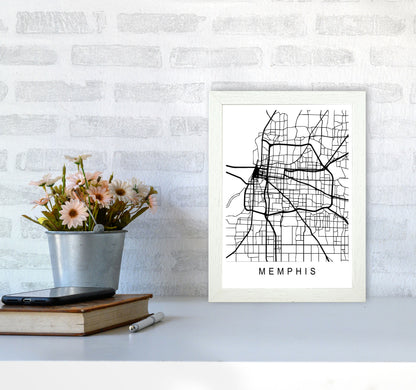 Memphis Map Art Print by Pixy Paper A4 Oak Frame