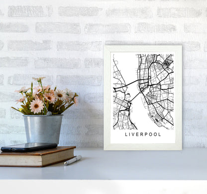 Liverpool Map Art Print by Pixy Paper A4 Oak Frame