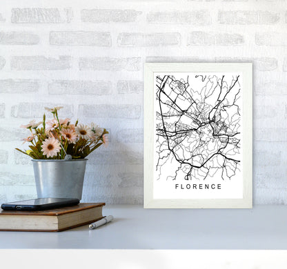 Florence Map Art Print by Pixy Paper A4 Oak Frame