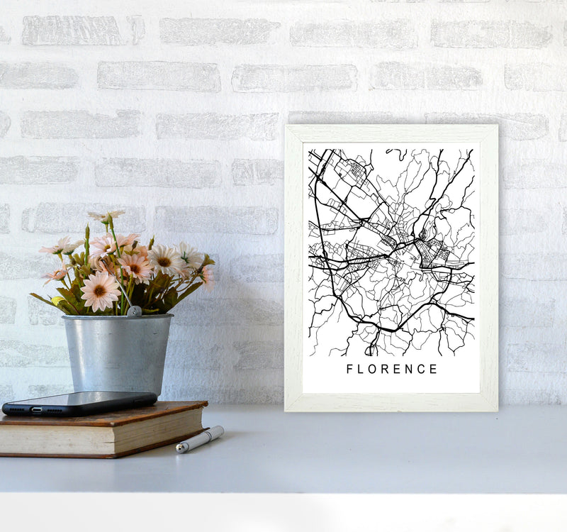 Florence Map Art Print by Pixy Paper A4 Oak Frame