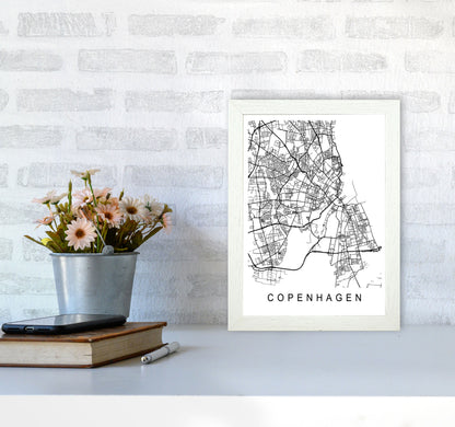 Copenhagen Map Art Print by Pixy Paper A4 Oak Frame