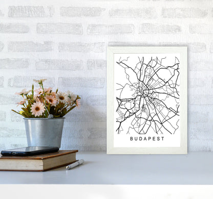 Budapest Map Art Print by Pixy Paper A4 Oak Frame