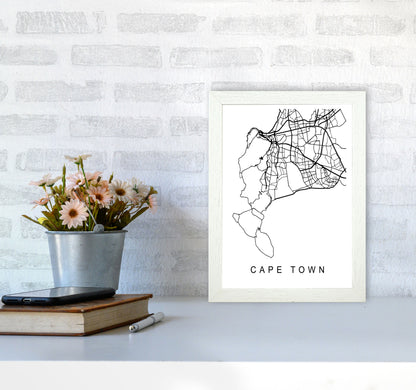 Cape Town Map Art Print by Pixy Paper A4 Oak Frame