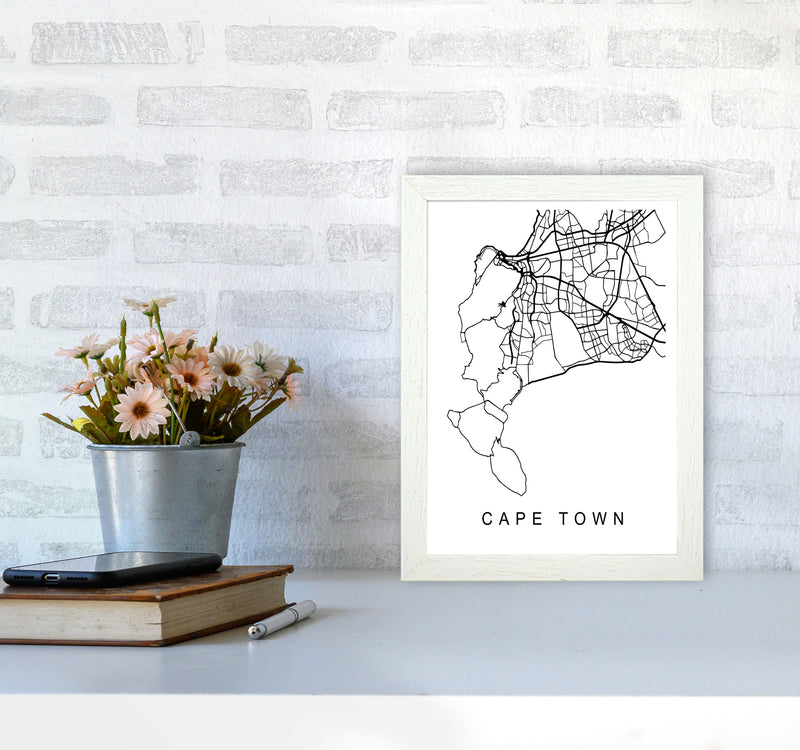 Cape Town Map Art Print by Pixy Paper A4 Oak Frame