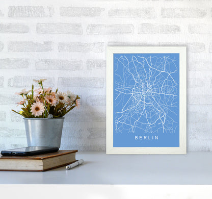 Berlin Map Blueprint Art Print by Pixy Paper A4 Oak Frame