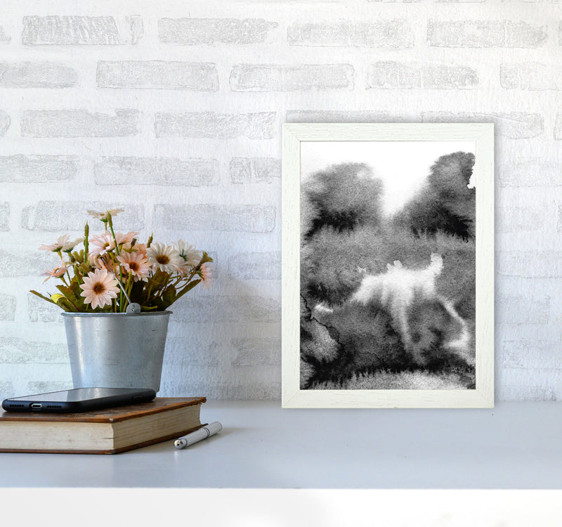 Majestic Monochrome Watercolour 17 Art Print by Pixy Paper A4 Oak Frame