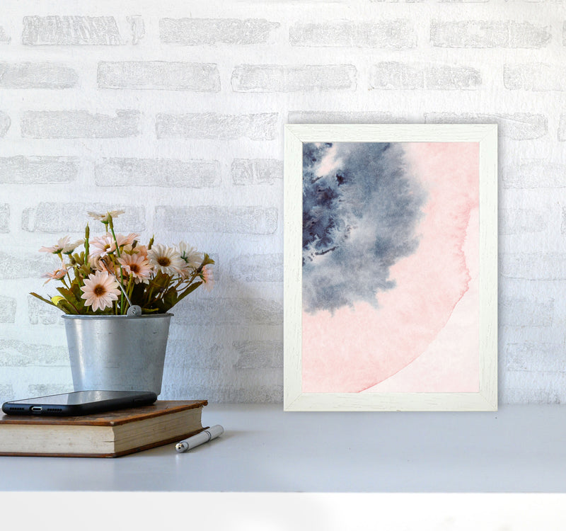Sand Pink and Navy Watercolour 05 Art Print by Pixy Paper A4 Oak Frame