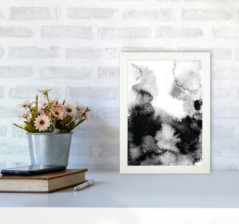 Majestic Monochrome Watercolour 12 Art Print by Pixy Paper A4 Oak Frame