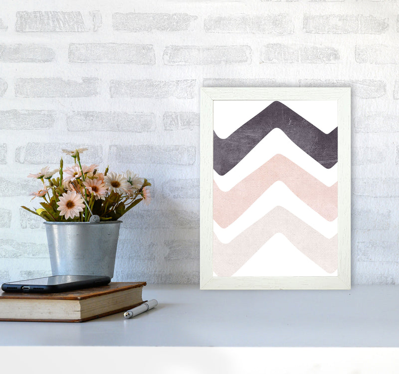 Zig zags pink cotton Art Print by Pixy Paper A4 Oak Frame