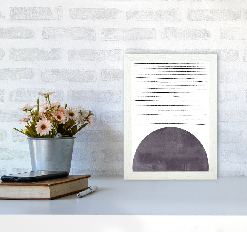Sun lines pink cotton Art Print by Pixy Paper A4 Oak Frame