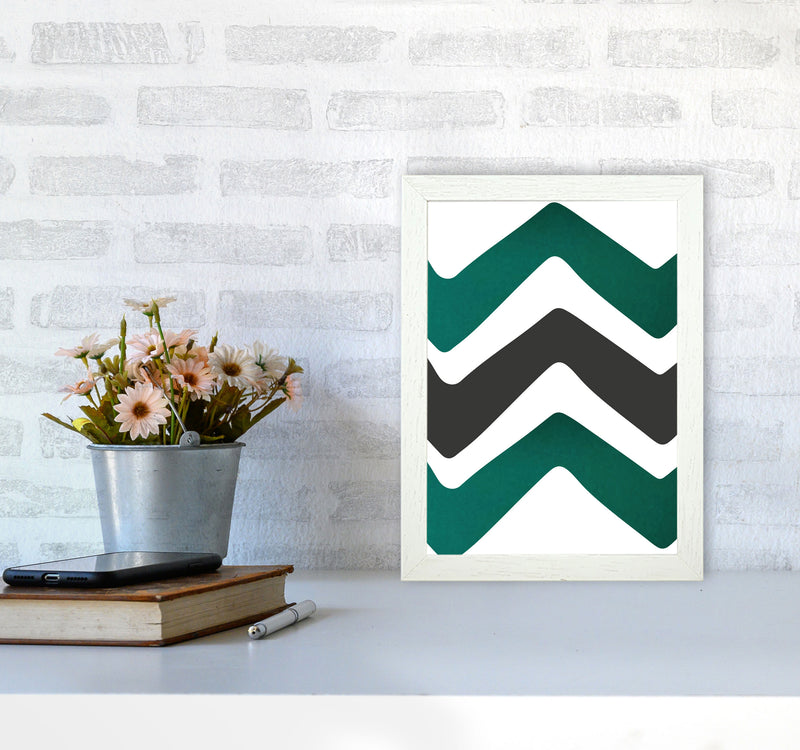 Zig zags emerald Art Print by Pixy Paper A4 Oak Frame