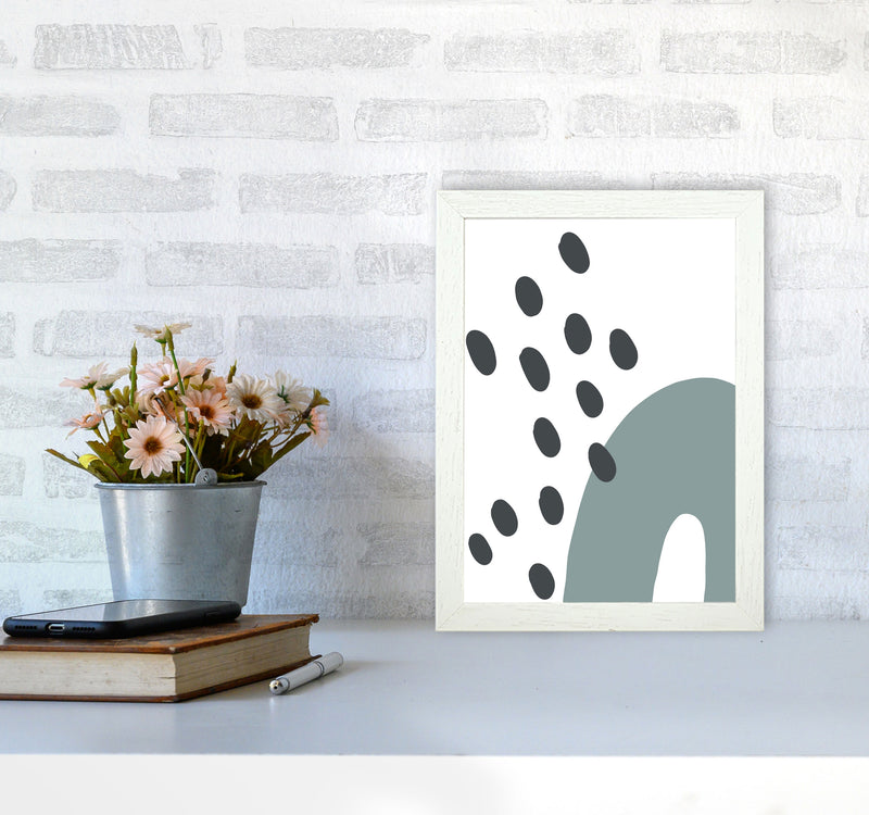 Inspired Teal Rainbow with Polka Art Print by Pixy Paper A4 Oak Frame