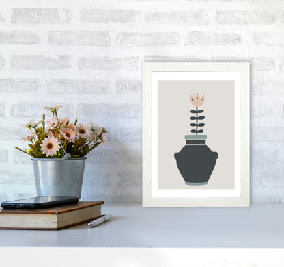 Inspired Plant Pot Stone Art Print by Pixy Paper A4 Oak Frame