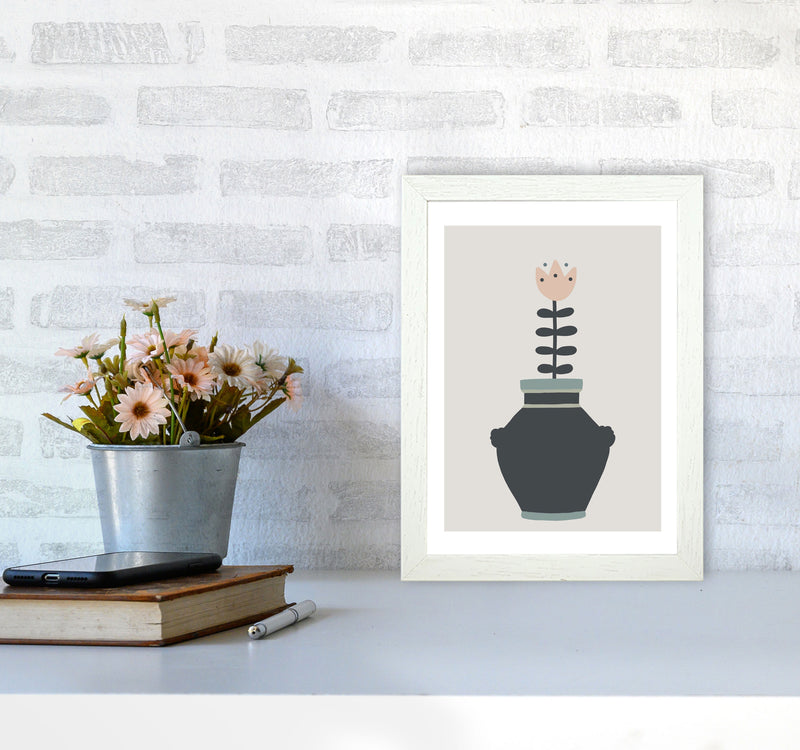 Inspired Plant Pot Stone Art Print by Pixy Paper A4 Oak Frame