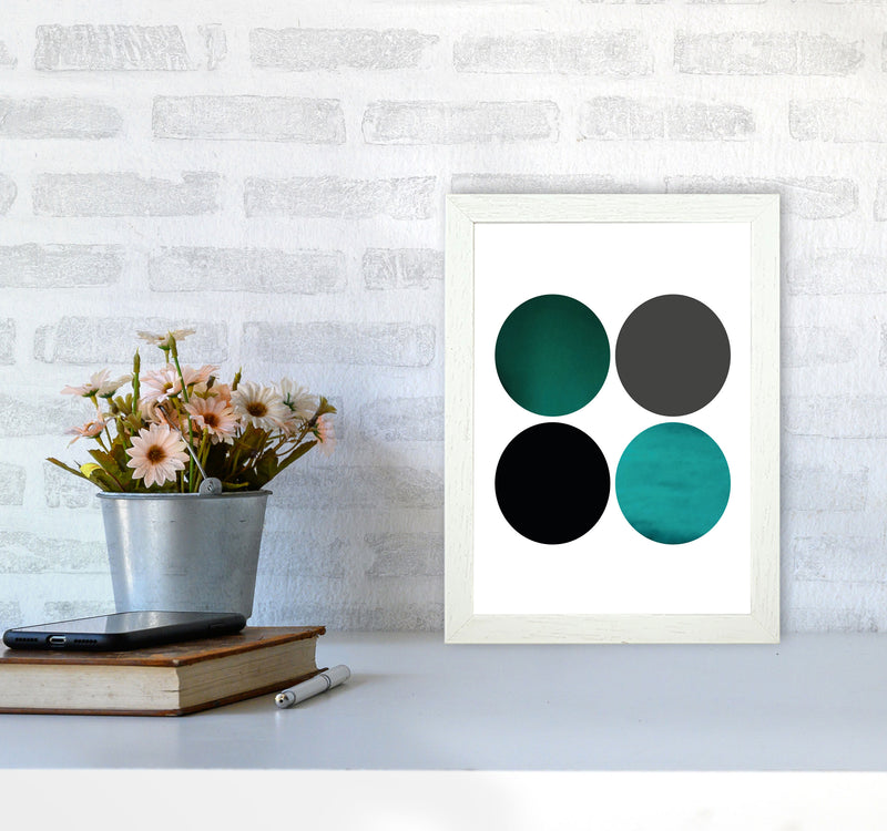 Circles Emerald Art Print by Pixy Paper A4 Oak Frame
