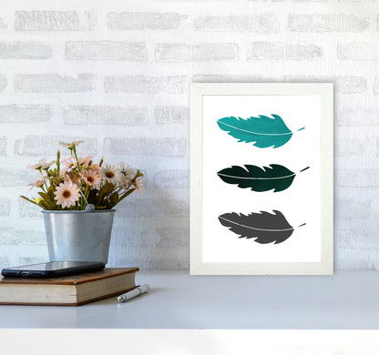 Feathers Emerald Art Print by Pixy Paper A4 Oak Frame