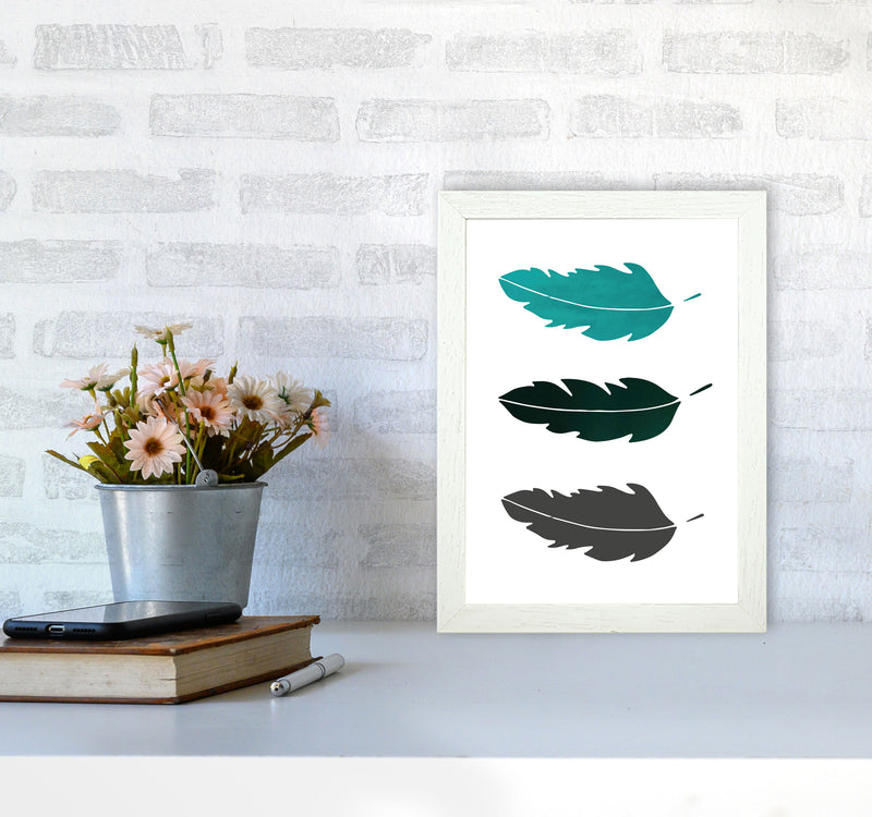Feathers Emerald Art Print by Pixy Paper A4 Oak Frame