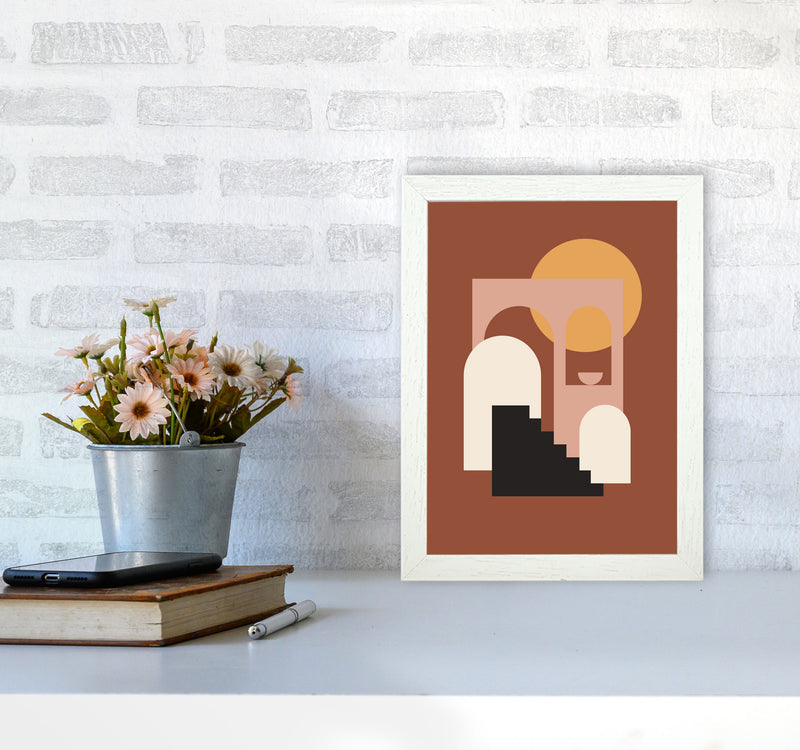 Autumn Sienna abstract Art Print by Pixy Paper A4 Oak Frame