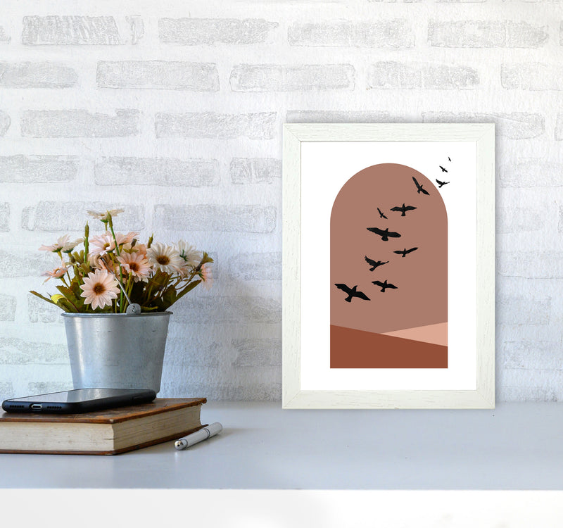 Autumn Saffron abstract Art Print by Pixy Paper A4 Oak Frame