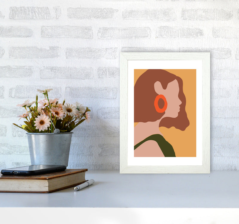 Autumn Amber abstract Art Print by Pixy Paper A4 Oak Frame
