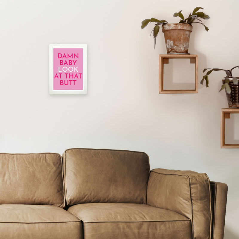 Damn Baby Art Print by Pixy Paper A4 Oak Frame
