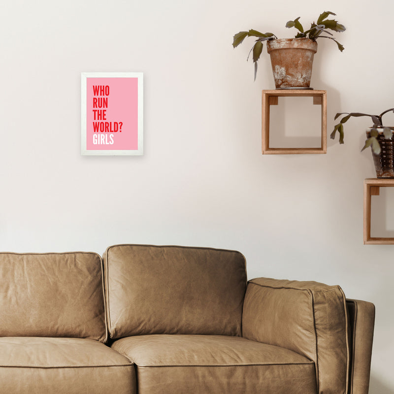 Who Run The World? Girls Art Print by Pixy Paper A4 Oak Frame