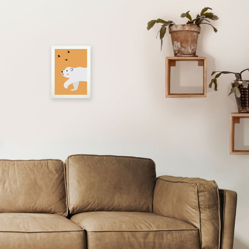 Polar bear Neutral kids Art Print by Pixy Paper A4 Oak Frame
