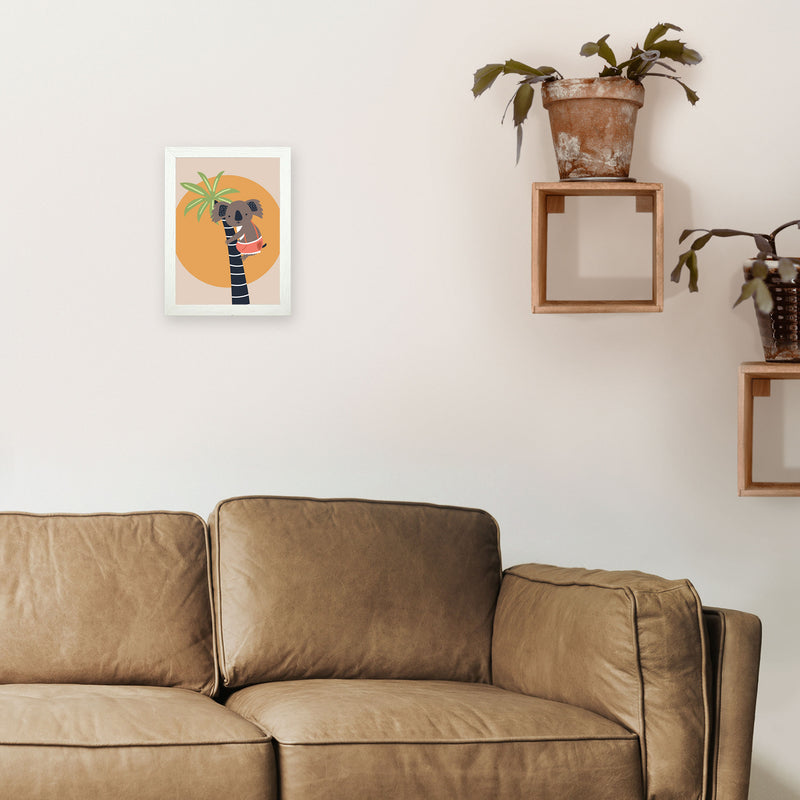 Koala in tree Neutral kids Art Print by Pixy Paper A4 Oak Frame