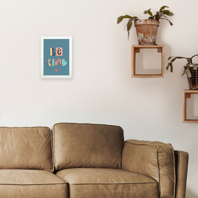 Be kind Neutral kids Art Print by Pixy Paper A4 Oak Frame