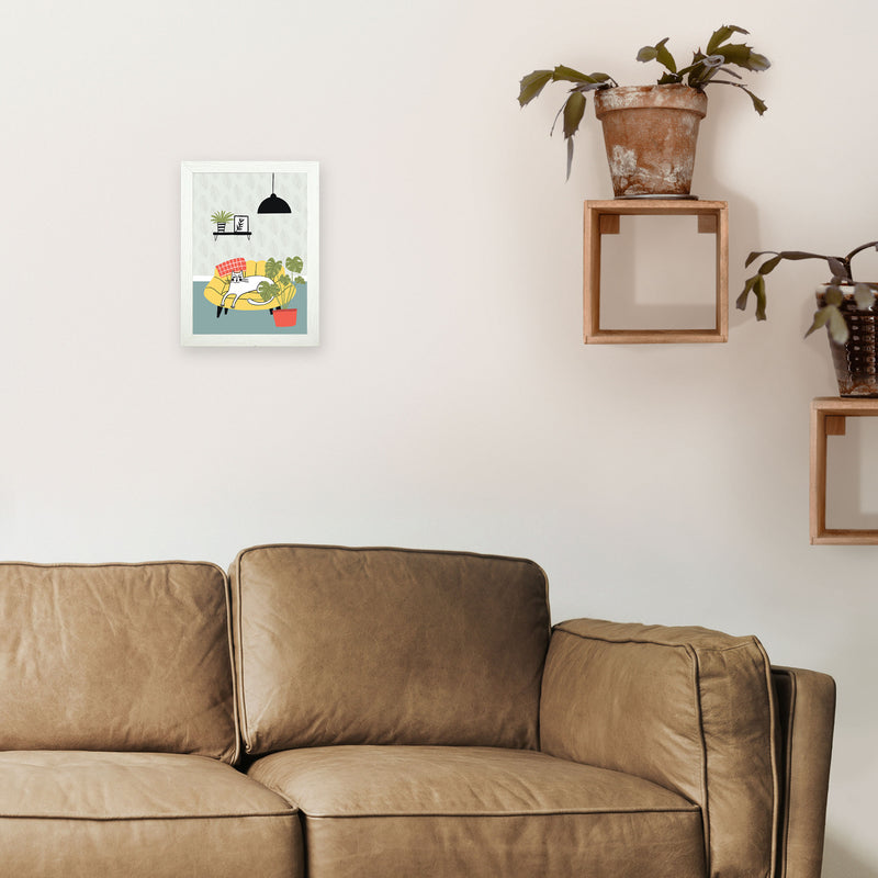 It's A Cat Life Art Print by Pixy Paper A4 Oak Frame