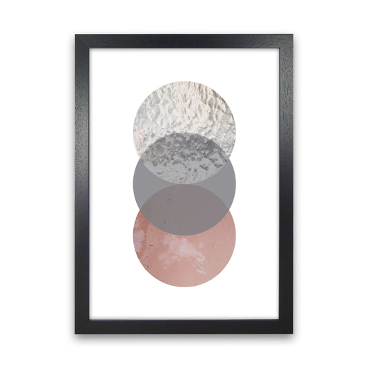 Peach, Sand And Glass Abstract Circles Modern Print Black Grain