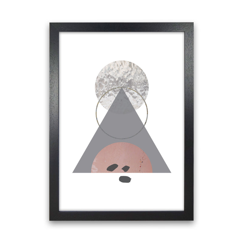 Peach, Sand And Glass Abstract Triangle Modern Print Black Grain