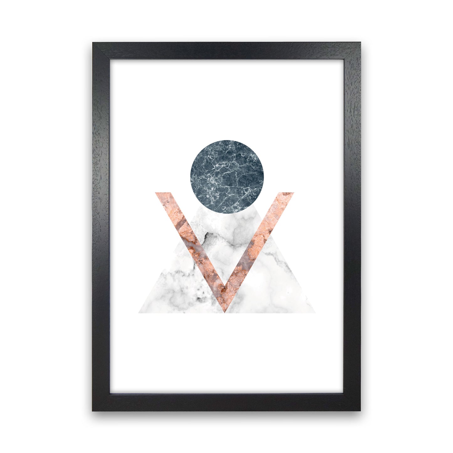Marble Triangle Abstract Modern Print Black Grain
