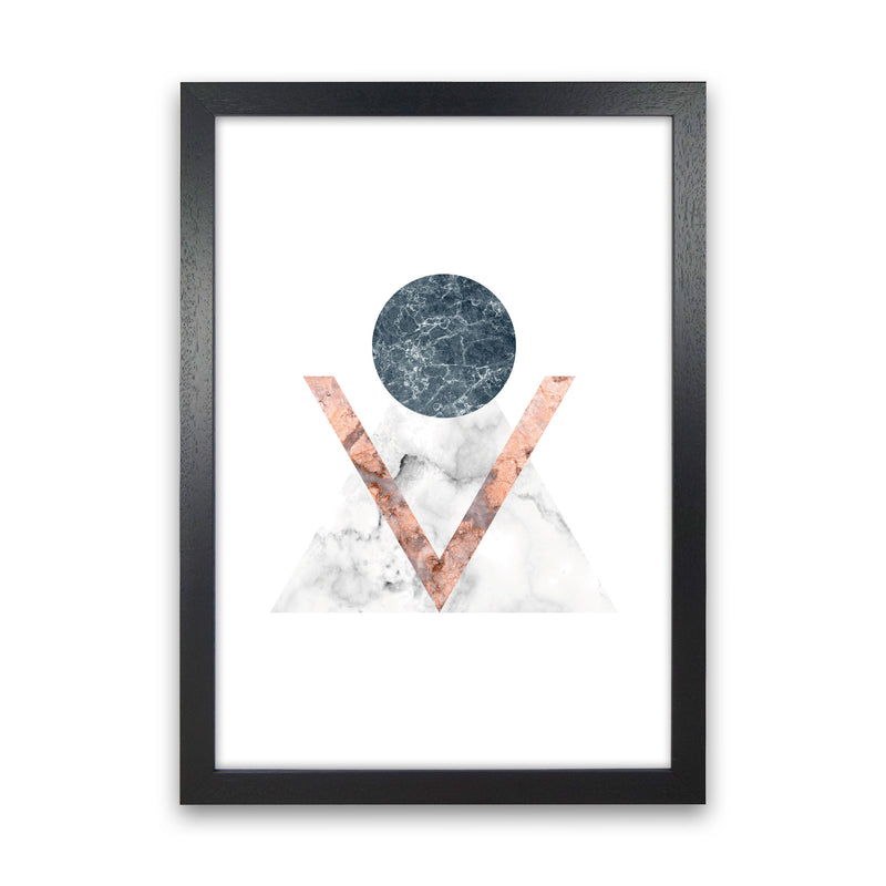 Marble Triangle Abstract Modern Print Black Grain