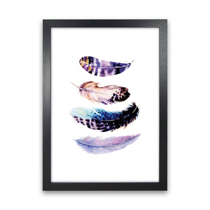 Purple Bird Feathers Abstract Modern Print Black Grain