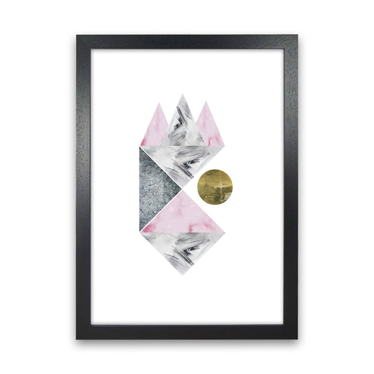 Pink And Grey Abstract Triangles Modern Print Black Grain