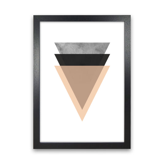 Peach And Black Abstract Triangles Modern Print Black Grain