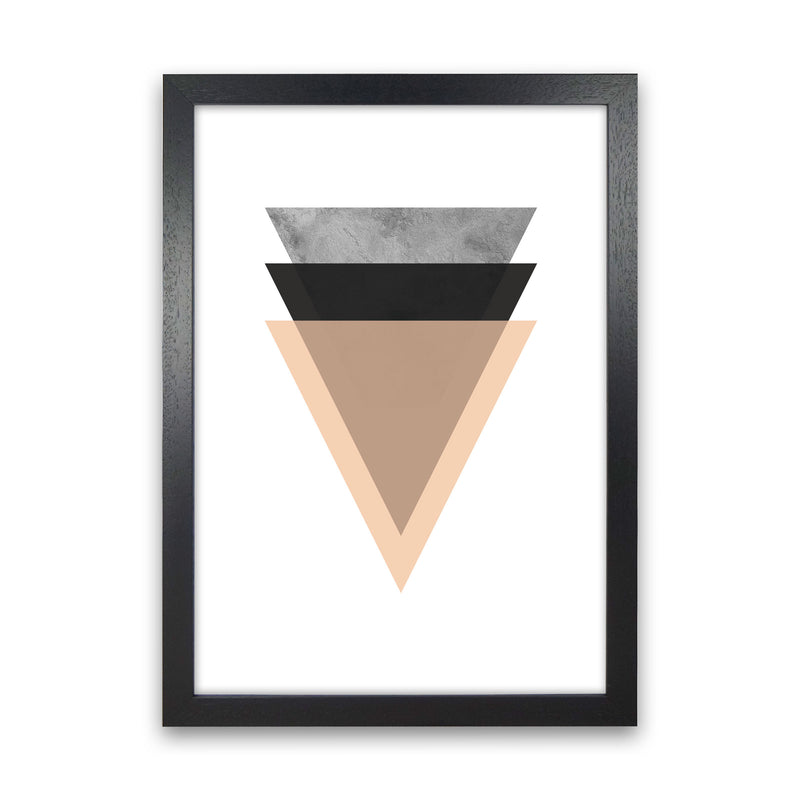 Peach And Black Abstract Triangles Modern Print Black Grain