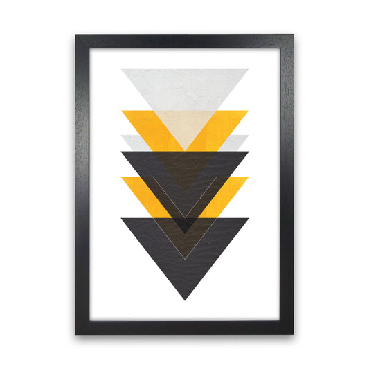 Yellow And Black Abstract Triangles Modern Print Black Grain