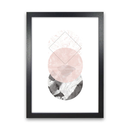 Black And Pink Marble Abstract Circles Modern Print Black Grain