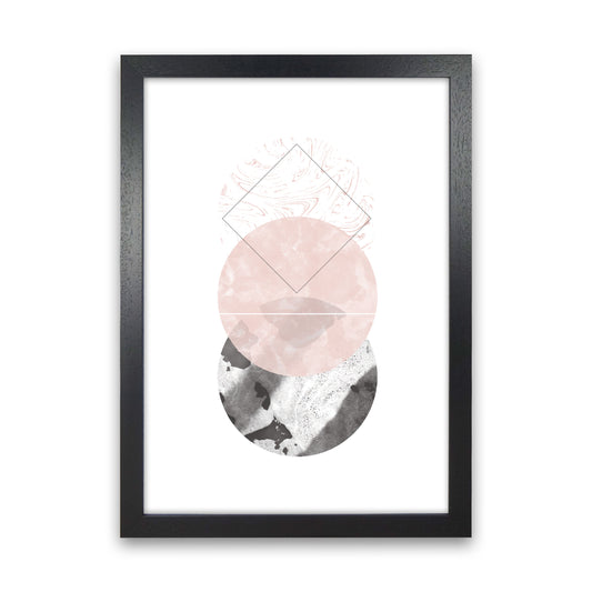 Black And Pink Marble Abstract Circles Modern Print Black Grain