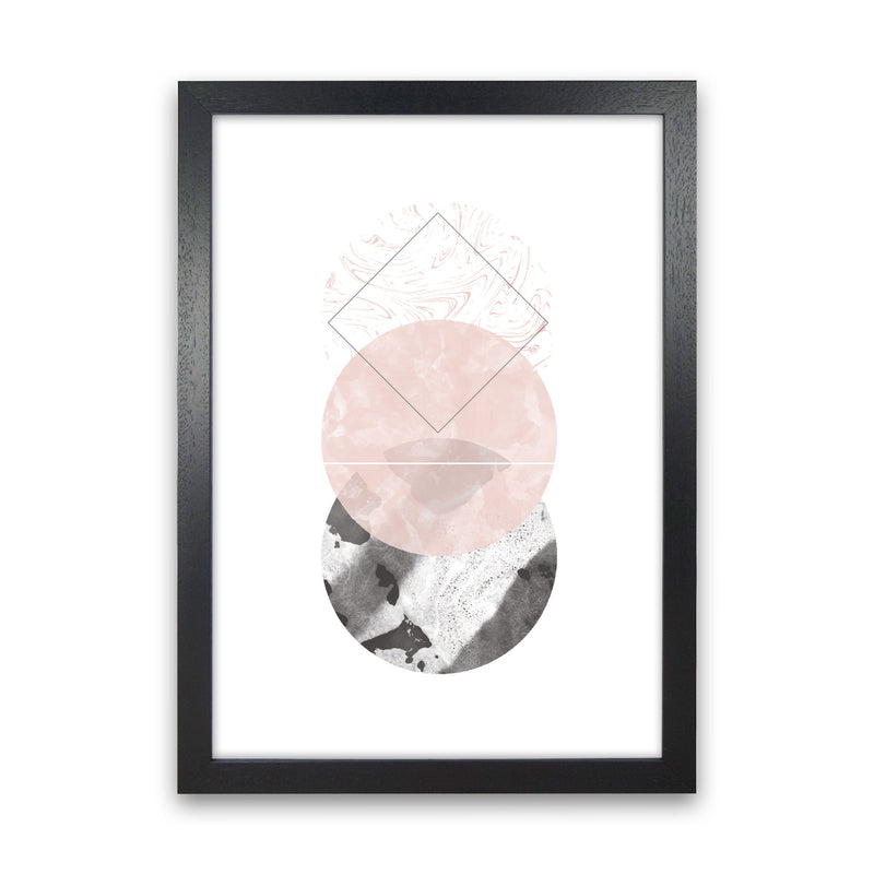 Black And Pink Marble Abstract Circles Modern Print Black Grain